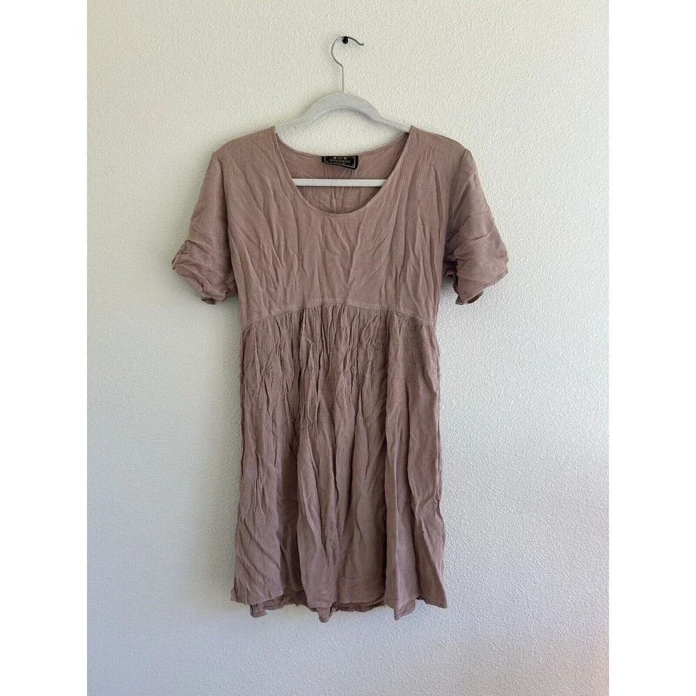 Vintage Basement USA Lagenlook Tunic Dress Dusty Pink Mauve Made In The US